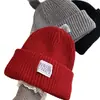 Gorro de Lana Rojo de Alta Gama Estilo Coreano para Mujer, Gorro Tejido Protector de Orejas para Otoño e Invierno, Corte Holgado, Hace que la Cara se Vea Más Pequeña, Circunferencia de Cabeza Grande, Gorro Frío que Cubre la Cabeza