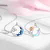 Collar para pareja Rosa Lunar un par de nicho fresco colgante de Piedra Lunar moda cadena de clavícula flor de luna dorada