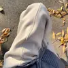 Calça de Cashmere com Barra Curva Off-White para Mulheres, Novo Estilo Outono/Inverno 2025, Cintura Alta, Caimento Solto, Emagrecimento, Forrada com Fleece, Calça Larga Banana Espessa