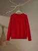 Novedad Otoño e Invierno Tejido de Cachemira para Mujer Suéter de Cuello Redondo Engrosado Color Sólido Simple Tejido Amigable con la Piel Camiseta Básica Holgada