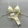 Biquíni Triangular Amarelo com Estampa de Coqueiro 2026, Amarrar, Peça Única para Mulheres, Moda Praia Transfronteiriça, Em Estoque Atacado