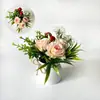 Artículos Populares Transfronterizos: Adornos de Planta en Maceta Pequeña de Cuerda de Cáñamo con Fruta Rojo Rosa, Decoración de Jardín y Patio, Decoraciones de Bonsái con Flores Artificiales y Plantas Verdes