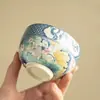 Nueva Taza Maestra Azul y Blanca con Patrón de Loto Estilo Chino, Taza de Degustación de Cerámica, Juego de Té Kung Fu Pintado a Mano, Taza de Té Personal