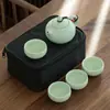 Juego de Té Kung Fu Portátil para Viaje con Tetera de Cerámica Xishi, Juego de Una Tetera y Dos Tazas o Cuatro Tazas, Regalo Creativo Personalizado