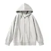 Sudadera con capucha de algodón de peso pesado de 500 g con color a juego, capucha doble, cremallera oculta, corte holgado, unisex, estilo otoño/invierno
