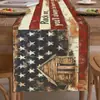 Aniversario del Día de la Independencia Nuevo Amazon Transfronterizo Antideslizante Tela de Lino Retro Bandera de Mesa Comedor Manteles Individuales Cocina Paquete