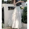 Falda de Encaje Irregular Blanca para Mujer, Falda de Tarta Adelgazante de Cintura Alta de Verano, Falda de Tul de Encaje con Volantes en A