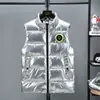 Chaleco Brillante Europeo Transfronterizo Lavable para Hombre de Algodón Plumón con Cuello Vertical Talla Grande Casual Chaleco Superior Combinable