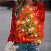 Otoño e Invierno Manga Larga Impresión Digital 3D Estilo Callejero Navideño Patrón de Árbol de Navidad Moda para Mujer Comercio Exterior Transfronterizo