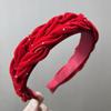 Diadema Negra Flocking Plisada Moda Terciopelo Cristal Diamante Completo Diadema Año Nuevo Rojo Navidad 2025 Otoño e Invierno Hebilla para la Cabeza