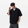 Camisas de Manga Corta de Diseño Estilo Americano para Hombres y Mujeres, Camisas Casuales de Verano Cleanfit, Cárdigans, Camisas Sueltas para Parejas con Mangas Tres Cuartos