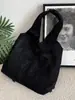 44292 Bolsa de Tecido com Borboleta de Renda Bordada Bolsa Casual de Viagem para Mulheres Bolsa de Lona Bolsa Tote de Ombro de Grande Capacidade