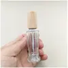 Botella Dispensadora de Perfume con Tapa de Madera Maciza, Botella con Atomizador de Presión, Botella de Vidrio Vacía para Perfume Cosmético de Viaje Portátil de 12 ml