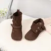 Nuevas Botas Cortas Retro Merlot para Niñas Otoño/Invierno 2026 Forro Sencillo Otoño/Invierno Versátiles Simples Botas Birkenstock de Dos Vías para Niños