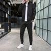 Roupa esportiva casual masculina para primavera e outono, conjunto de fitness e corrida de duas peças, suéter cardigã e calça, moderno, combina com tudo