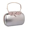 Comercio Exterior Simple Cuero PU Bolso de Mujer Incrustado con Diamantes Bolso Clutch Rígido Color Sólido Bolso para Vestido de Banquete Bolso Pequeño para Vestido de Noche