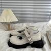 Zapatos Mary Jane de tacón grueso y suela gruesa para mujer, estilo retro británico, con hebilla de mariposa, combinables, 2024