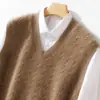 Moda Outono/Inverno 2024 Suéter de Lã Colete de Gola V Masculino Formal de Negócios Versátil Solto Tricô de Cashmere