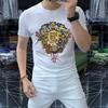 Nueva Camiseta de Manga Corta para Hombre 2023 Moda Estampada Camisa de Cuello Alto de Media Manga para Hombre Ajustada Top de Verano Versátil de Moda