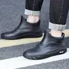 Botas de lluvia impermeables de corte bajo antideslizantes normales, botas de pesca, botas de lluvia JK para hombre con forro polar, ligeras, estilo nuevo, modernas y engrosadas