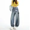 Jeans Vintage Solto de Perna Larga para Mulheres, Novo Estilo de Primavera, Tamanho Plus, Caimento Solto, Estilo Preguiçoso, Calça Comprida