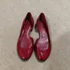 Zapatos Planos para Mujer Chuyuji Estilo Retro Francés Rojo Poco Profundos Slip-On Moda Versátil Punta Redonda