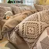 Lindo juego de ropa de cama de franela de algodón con cachorros, juego de cuatro piezas para otoño e invierno, funda de edredón engrosada, juego de tres piezas para cama individual con sábana bajera
