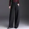 Pantalones Rectos Elegantes de Moda para Mujer 2026 Otoño/Invierno Nuevos de Cintura Alta Adelgazantes de Pierna Ancha Largos de Temperamento para Viajar y Uso Casual