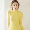 Outono 2026 Novo Suéter de Tricô Gola Alta Slim Fit Camada Base Feminina Cashmere Top Emagrecedor