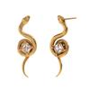 Anillo de Serpiente con Escamas de Circonio Redondo de Diseño de Nicho Europeo y Americano Anillo de Acero Inoxidable Chapado en Oro de 18K Aretes Estilo Serpiente con Placa de Circonio Cuadrado para Mujeres