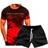Nova Moda Masculina Esportiva Fitness Camuflada Manga Curta Camiseta de Verão Fina Conjunto de Camisetas de Manga Curta