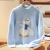 Ropa infantil suave y agradable para la piel, suéter 100% lana pura, linda camiseta básica de punto gruesa de cuello medio alto para niños y niñas