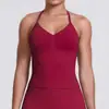 Novo Top de Yoga Tricô Liso Sem Costura Costas Abertas Gola Halter Sutiã Esportivo Respirável Colete Fitness para Corrida para Mulheres