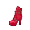 Botas curtas com rebites, de salto alto, tamanho grande, plataforma impermeável, botas femininas, estilo europeu e americano 3996