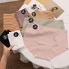 Ropa interior para mujer a cuadros y sencilla 7A Seda de morera Entrepierna antibacteriana Cintura media Sin costuras Alta elasticidad Cubre cadera Transpirable Calzones para niña