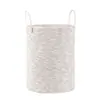 Cesta de Armazenamento Trançada com Corda de Algodão, Cesto de Roupas Sujas, Cesto de Armazenamento Doméstico para Roupas e Brinquedos com Alça, Balde de Armazenamento, Cesto de Roupas Sujas de Corda de Algodão