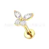 Brincos Borboleta de Liga de Cobre Ecológica com Zircônia F136 Joias para Piercing de Liga de Titânio Studs para Orelha e Lábio Incrustados com Zircônia