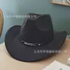Chapéus de Cowboy Ocidentais com Aba Enrolada, Vendas Populares Transfronteiriças no Outono e Inverno, Chapéus de Feltro de Lã para Homens e Mulheres, Chapéus Jazz Estilosos com Aba Curva