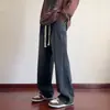 Calça jeans retrô, nova coleção primavera/outono, corte solto, perna reta, calça comprida casual para homens, estilo streetwear americano moderno