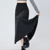 Foto real de falda negra de sirena para mujer, falda larga de otoño e invierno, versátil y elegante, línea A, ajustada a la cadera, adelgazante, falda midi de punto