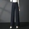 Pantalones de pierna ancha talla grande para mujer de mediana edad 2028, imitación de mezclilla, bordados, elásticos, de cintura alta, corte holgado, pantalones largos para madres de mediana edad