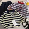Camiseta de Manga Longa para Meninos 2026 Nova Camisa Polo Infantil Outono Roupa Infantil Listrada Estilosa Top para Menino Tendência Dropshipping a