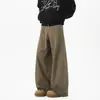 Moda de calle de estilo americano, pantalones casuales para hombre de pierna curva, diseño retro de retazos, pantalones de trabajo modernos, nueva colección de otoño, estilo holgado y de pierna ancha