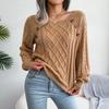 Suéter Pulôver Tricô Trançado com Botões e Gola Quadrada Casual Outono/Inverno 2026 Estação Independente Amazon Cross-Border Roupa Feminina