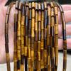 Jingde joias 4*13mm pedra natural olho de tigre amarelo contas redondas tubulares contas soltas DIY acessórios de joalheria feitos à mão contas atacado