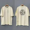 Camiseta Clásica Unisex Holgada Casual de Verano Estilo Nuevo con Estampado de Espuma de Brújula Clásica, Cuello Redondo, Manga Corta, Piedra Transfronteriza