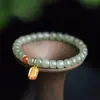 Jade Natural Hetian de Xinjiang Material Laokeng de Qinghai Pulsera de Perlas Antiguas Rojo Sur Pulsera Benmingnian Budista Femenina