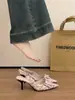 Encuentro Primero Temporada 2026 Primavera/Verano Nuevos Tacones Altos de Punta Fina Sandalias de Punta Cerrada Versátiles con Hebilla para Mujer
