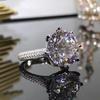 Conjunto de Grupo 6,5 Quilates Oito Corações e Oito Flechas Banhado a Pt950 com Imitação de Diamantes Moissanita Importada Anel Aberto Acessórios de Casamento Femininos