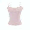 Camisola puramente seductora, sexy, a la moda y elegante con inserciones de encaje, estilo veraniego, corte ajustado, top básico que realza la figura para mujer